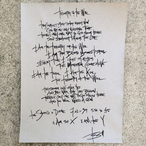 Lyric Hand Written & Signed by Tim Skold